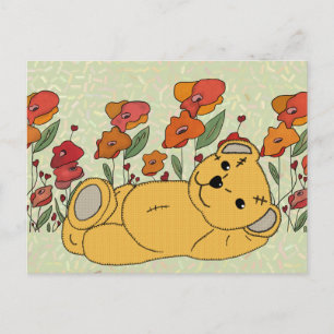 Postal Teddy im Mohnfeld