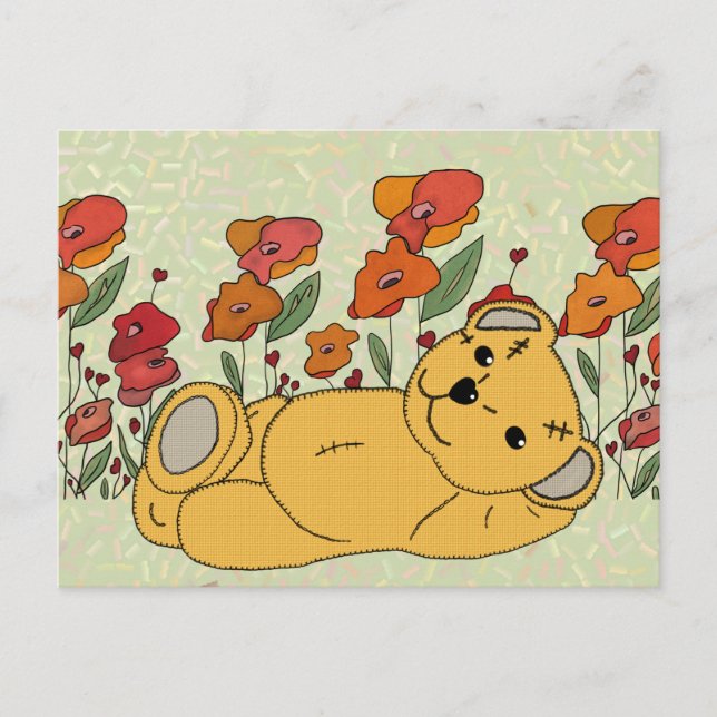 Postal Teddy im Mohnfeld (Anverso)