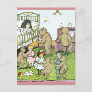 Postal Teddy lleva vals con muñecas