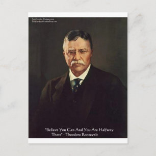 Postal Teddy Roosevelt "Cree en ti mismo" Cita regalos/Te