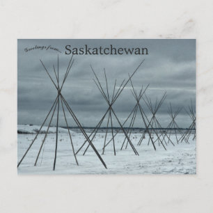 Postal Teepees que conducen a Wanuskewin Saskatchewan