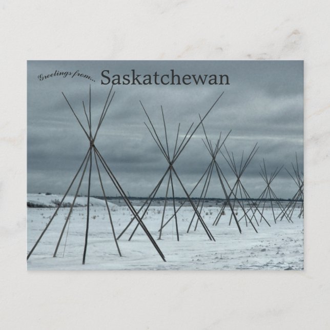 Postal Teepees que conducen a Wanuskewin Saskatchewan (Anverso)