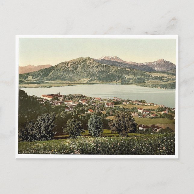 Postal Tegernsee, visión general, Alta Baviera, Alemania (Anverso)