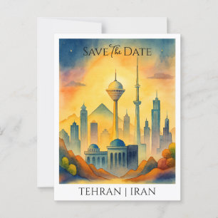 Postal Teherán Irán personalizó la acuarela Save the Date