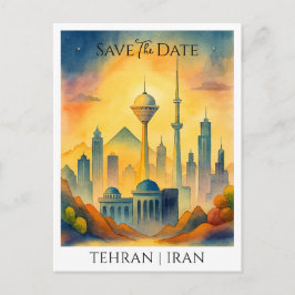 Postal Teherán Irán Save the Date Aquarela Personalizado