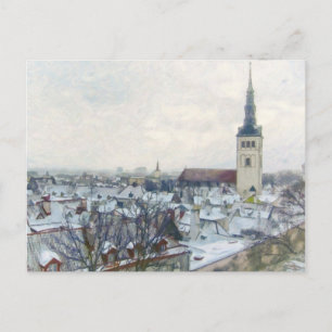Postal Tejados de invierno en Tallin, Estonia Europa Arte