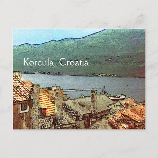 Postal Tejados de Korcula (Anverso)