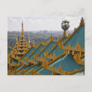 Postal Tejados de la Pagoda Shwedagon, Yangon, Myanmar