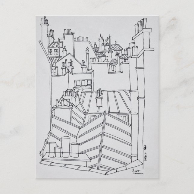 Postal Tejados de París, Francia (Anverso)