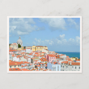 Postal Tejados rojos de Lisboa Portugal Vista al océano F