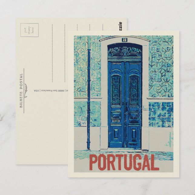 Postal Tejas tradicionales en el ilustracion de Portugal (Anverso / Reverso)