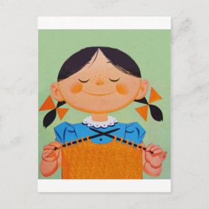 Postal Tejido Chica retro vintage