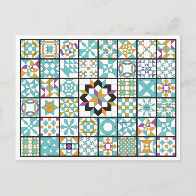 Postal Tejido de ejemplo turquesa moderno (Anverso)