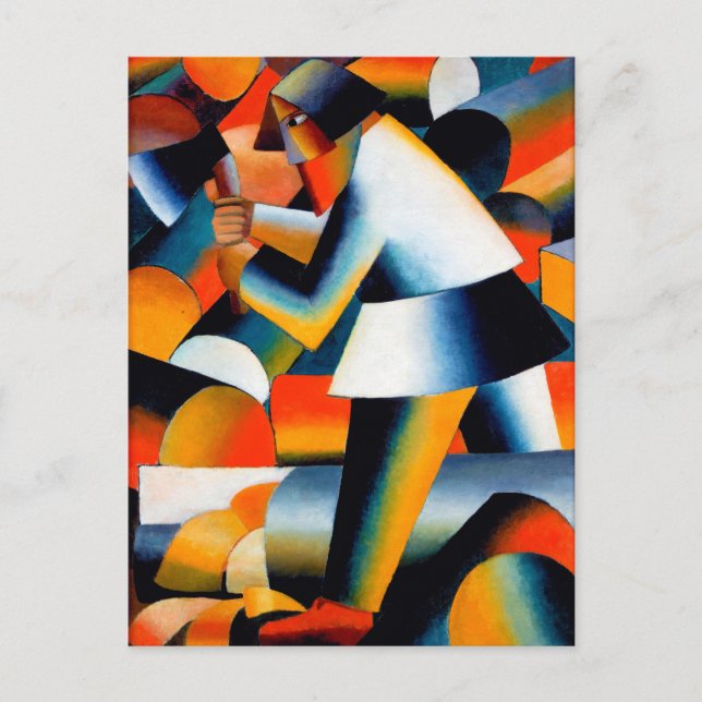 Postal Tejido de madera de Kazimir Malevich (1912) (Anverso)