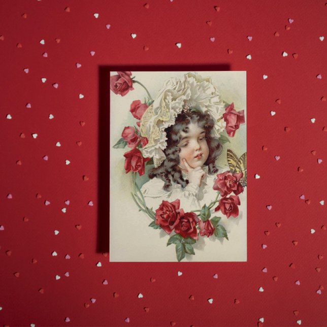 Postal Tejido victoriano con rosas rojas (Subido por el creador)