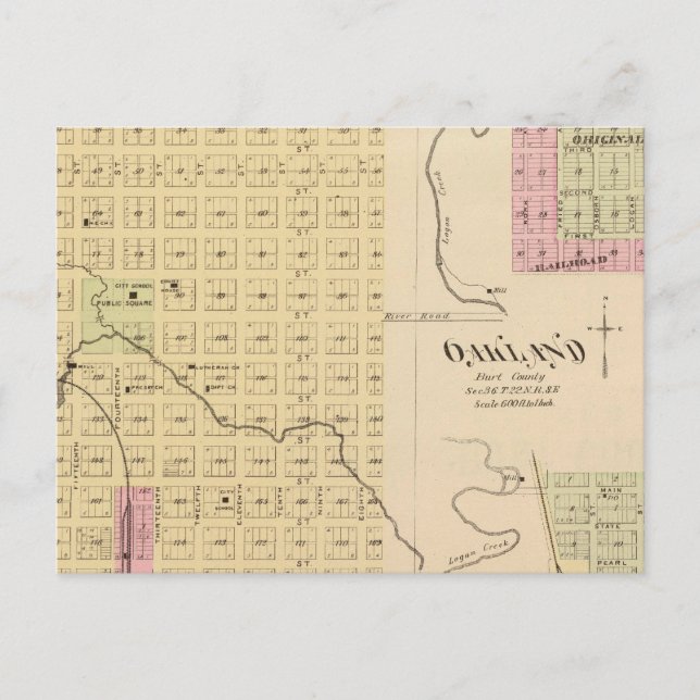 Postal Tekamah, Oakland y Lyon, Nebraska (Anverso)
