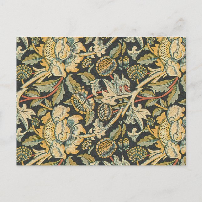Postal Tela floral de oro azul (Anverso)