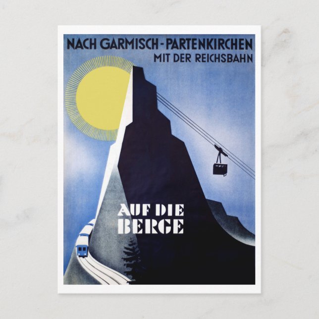 Postal Teleférico de Garmisch Partenkirchen. Pico de mont (Anverso)