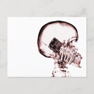 Postal Teléfono celular Skeleton de visión de rayos X roj