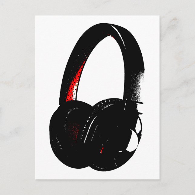 Postal Teléfono de cabeza de arte pop para auriculares (Anverso)
