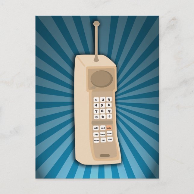 Postal Teléfono móvil de ladrillo divertido (Anverso)