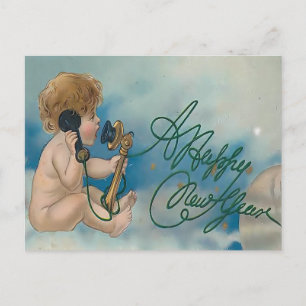 Postal Teléfono Querubín Vintage   Feliz Año Nuevo