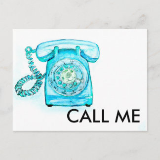 Postal Teléfono retro Turquoise Rotary Vintage Blue