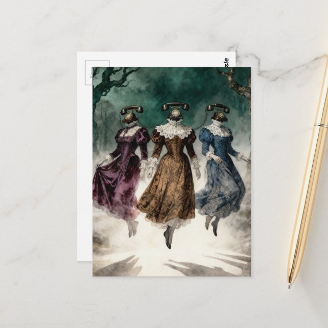 Postal Telephone Ladies Levitating  (Anverso/Reverso In Situ)