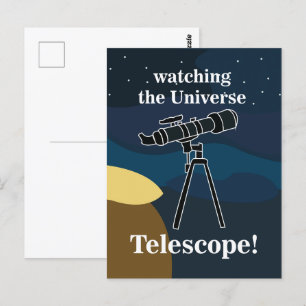 Postal Telescopio Cielo Nocturno Astronomía Observación d