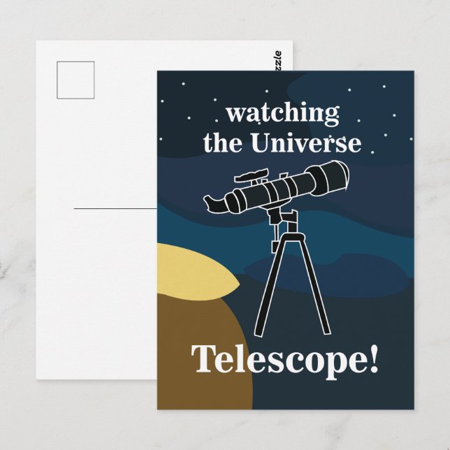 Postal Telescopio Nocturno Cielo Astronomía Stargazing (Anverso / Reverso)