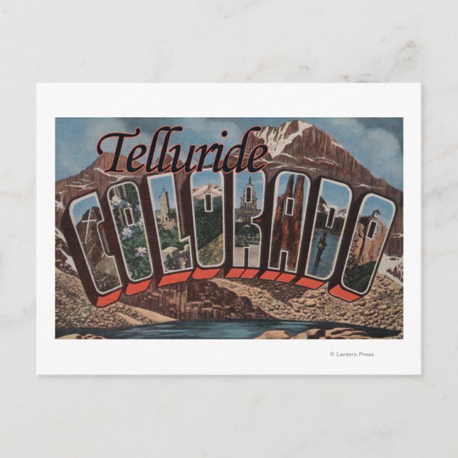 Postal Telluride, Colorado - Escenas de letras grandes (Anverso)