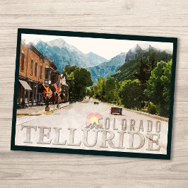 Postal Telluride Colorado Ski Mountains Watercolor