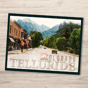 Postal Telluride Colorado Ski Mountains Watercolor