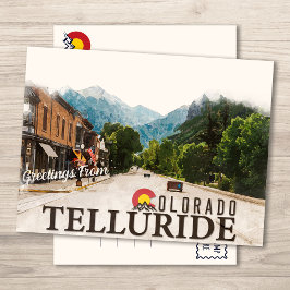 Postal Telluride Colorado Ski Mountains Watercolor