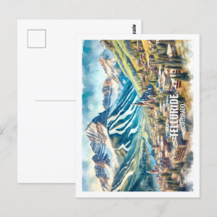 Postal Telluride Colorado USA Famous Place acuarela