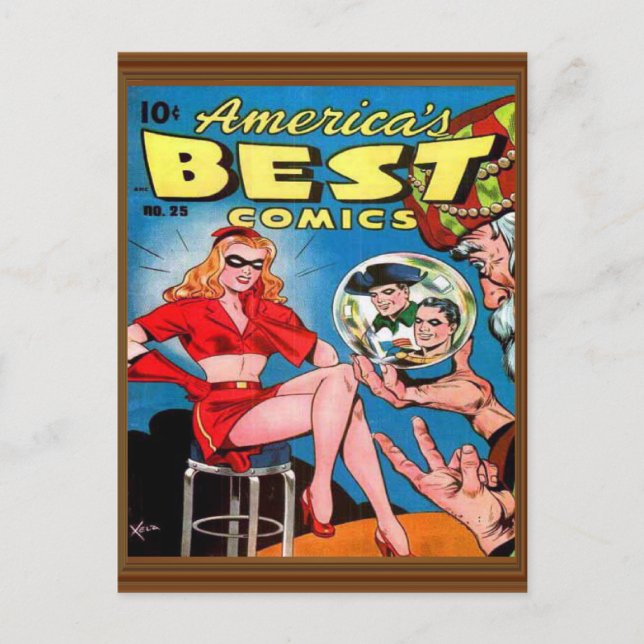 Postal Tema 25 Mejor Superhéroe Comic América (Anverso)