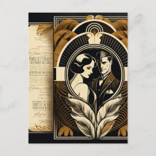 Postal Tema boda Art Deco