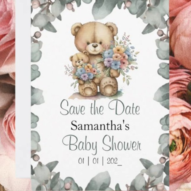 Postal Tema de Baby Shower de Teddy Bear Boy ( Get ready to welcome your bundle of joy in style!)