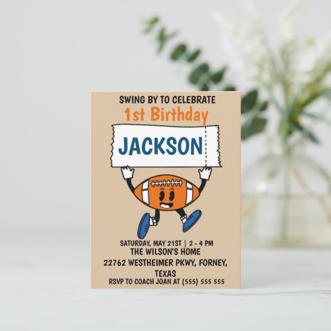 Postal Tema de deportes cumpleaños 1er béisbol (Anverso de pie)
