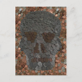 Postal Tema de dinero diseño de cráneo Halloween