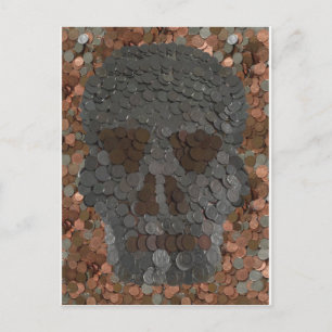 Postal Tema de dinero diseño de cráneo Halloween