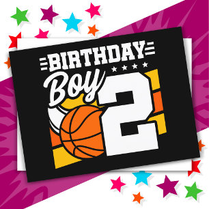 Postal Tema de fiesta de baloncesto para niño de 2 años c