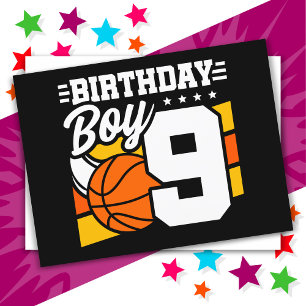 Postal Tema de fiesta de baloncesto para niño de 9 años C