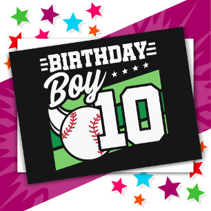 Postal Tema de fiesta de béisbol de 10 años Cumpleaños de