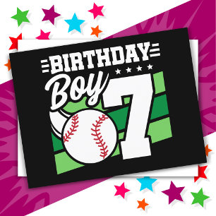Postal Tema de fiesta de béisbol para niño de 7 años Cump