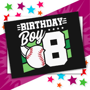Postal Tema de fiesta de béisbol para niño de 8 años cump