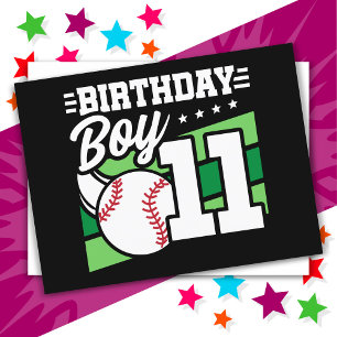 Postal Tema de fiesta de béisbol para niños de 11 años Cu