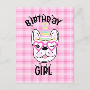 Postal Tema de fiesta de cumpleaños de Bulldog Francés Fr