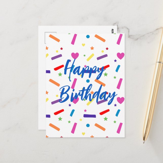 Postal Tema de fiesta de cumpleaños de dulce salpicadura (Anverso/Reverso In Situ)