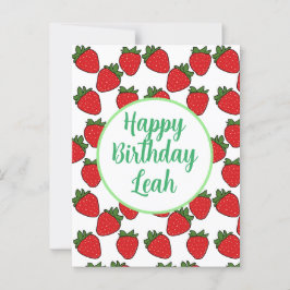 Postal Tema de fiesta de cumpleaños de fresa   